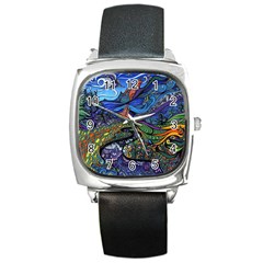 Psychedelic Landscape Square Metal Watch