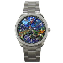 Psychedelic Landscape Sport Metal Watch