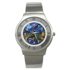 Psychedelic Landscape Stainless Steel Watch