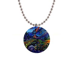 Psychedelic Landscape 1  Button Necklace by Sarkoni