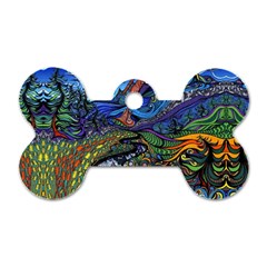 Psychedelic Landscape Dog Tag Bone (Two Sides)