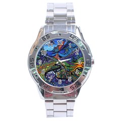 Psychedelic Landscape Stainless Steel Analogue Watch