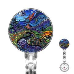 Psychedelic Landscape Stainless Steel Nurses Watch