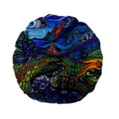 Psychedelic Landscape Standard 15  Premium Flano Round Cushions by Sarkoni