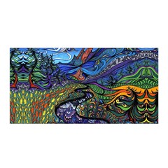 Psychedelic Landscape Satin Wrap 35  x 70 