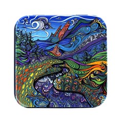 Psychedelic Landscape Square Metal Box (black) by Sarkoni