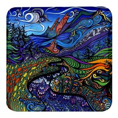 Psychedelic Landscape Square Glass Fridge Magnet (4 Pack) by Sarkoni