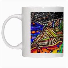 Nature Moon Psychedelic Painting White Mug by Sarkoni