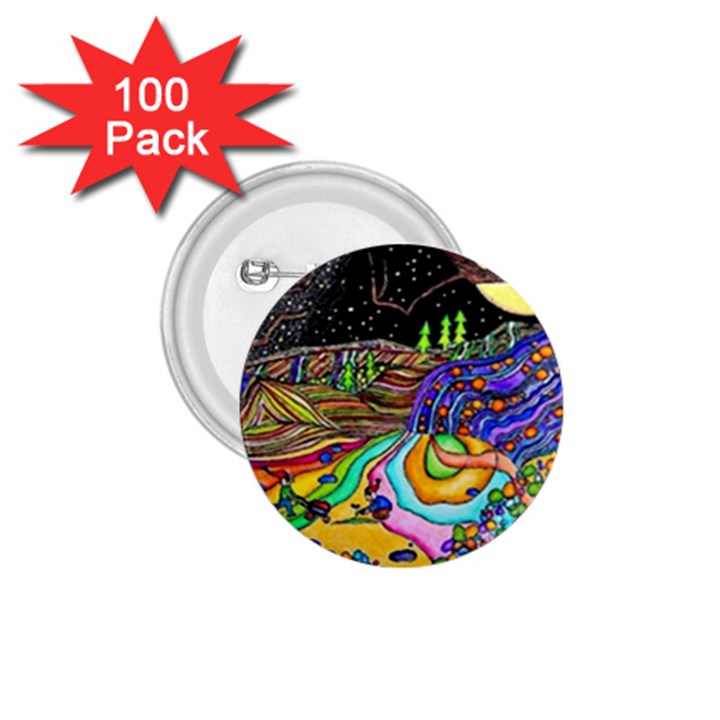 Nature Moon Psychedelic Painting 1.75  Buttons (100 pack) 