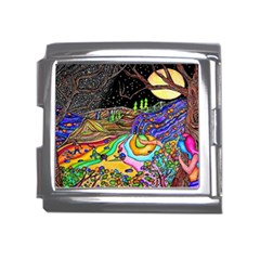 Nature Moon Psychedelic Painting Mega Link Italian Charm (18mm) by Sarkoni