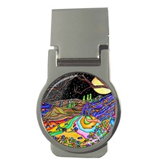 Nature Moon Psychedelic Painting Money Clips (round)  by Sarkoni