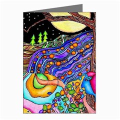 Nature Moon Psychedelic Painting Greeting Cards (pkg Of 8) by Sarkoni