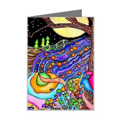 Nature Moon Psychedelic Painting Mini Greeting Card