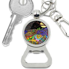 Nature Moon Psychedelic Painting Bottle Opener Key Chain by Sarkoni