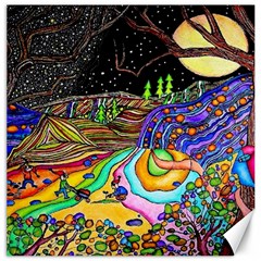 Nature Moon Psychedelic Painting Canvas 12  X 12  by Sarkoni