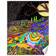 Nature Moon Psychedelic Painting Canvas 12  X 16  by Sarkoni