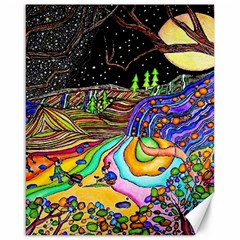 Nature Moon Psychedelic Painting Canvas 16  X 20  by Sarkoni