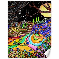 Nature Moon Psychedelic Painting Canvas 36  X 48  by Sarkoni