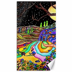 Nature Moon Psychedelic Painting Canvas 40  X 72  by Sarkoni