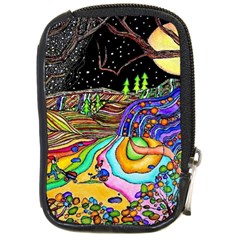 Nature Moon Psychedelic Painting Compact Camera Leather Case by Sarkoni