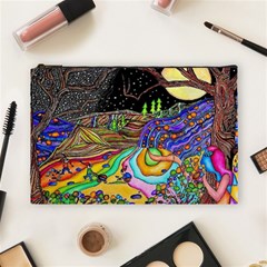 Nature Moon Psychedelic Painting Cosmetic Bag (large) by Sarkoni