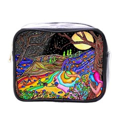 Nature Moon Psychedelic Painting Mini Toiletries Bag (one Side) by Sarkoni