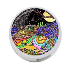 Nature Moon Psychedelic Painting 4-port Usb Hub (one Side) by Sarkoni