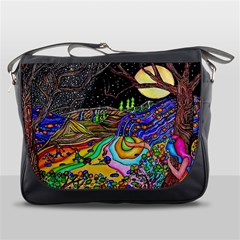 Nature Moon Psychedelic Painting Messenger Bag by Sarkoni