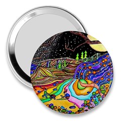 Nature Moon Psychedelic Painting 3  Handbag Mirrors by Sarkoni