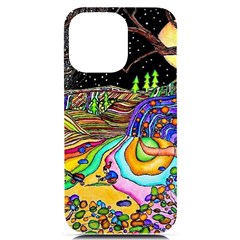 Nature Moon Psychedelic Painting Iphone 14 Pro Max Black Uv Print Case by Sarkoni