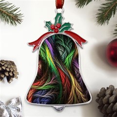 Abstract Psychedelic Metal Holly Leaf Bell Ornament by Sarkoni