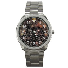 Abstract Psychedelic Geometry Andy Gilmore Sacred Sport Metal Watch by Sarkoni