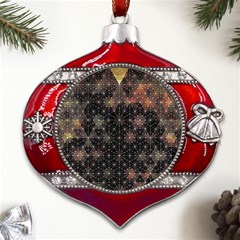 Abstract Psychedelic Geometry Andy Gilmore Sacred Metal Snowflake And Bell Red Ornament by Sarkoni