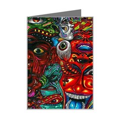 Somewhere Near Oblivion Nightmares Acid Colors Psychedelic Mini Greeting Card by Sarkoni