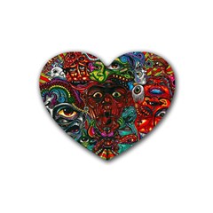 Somewhere Near Oblivion Nightmares Acid Colors Psychedelic Rubber Heart Coaster (4 Pack) by Sarkoni