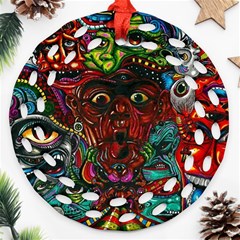 Somewhere Near Oblivion Nightmares Acid Colors Psychedelic Round Filigree Ornament (two Sides) by Sarkoni