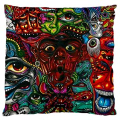 Somewhere Near Oblivion Nightmares Acid Colors Psychedelic Large Cushion Case (two Sides) by Sarkoni