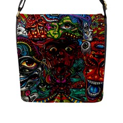 Somewhere Near Oblivion Nightmares Acid Colors Psychedelic Flap Closure Messenger Bag (l) by Sarkoni