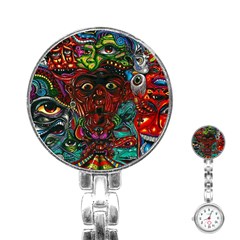 Somewhere Near Oblivion Nightmares Acid Colors Psychedelic Stainless Steel Nurses Watch by Sarkoni