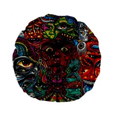 Somewhere Near Oblivion Nightmares Acid Colors Psychedelic Standard 15  Premium Flano Round Cushions by Sarkoni