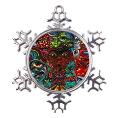 Somewhere Near Oblivion Nightmares Acid Colors Psychedelic Metal Large Snowflake Ornament by Sarkoni