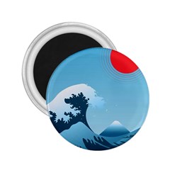 Minimalism Great Wave Off Kanagawa 2 25  Magnets by Sarkoni