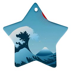 Minimalism Great Wave Off Kanagawa Ornament (star) by Sarkoni