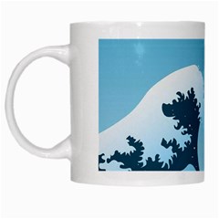 Minimalism Great Wave Off Kanagawa White Mug by Sarkoni