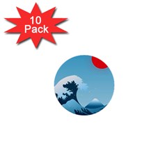 Minimalism Great Wave Off Kanagawa 1  Mini Buttons (10 Pack)  by Sarkoni