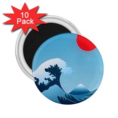 Minimalism Great Wave Off Kanagawa 2 25  Magnets (10 Pack)  by Sarkoni