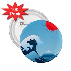 Minimalism Great Wave Off Kanagawa 2 25  Buttons (100 Pack)  by Sarkoni