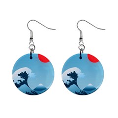 Minimalism Great Wave Off Kanagawa Mini Button Earrings