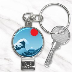 Minimalism Great Wave Off Kanagawa Nail Clippers Key Chain by Sarkoni