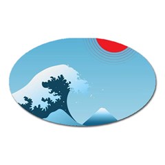 Minimalism Great Wave Off Kanagawa Oval Magnet by Sarkoni